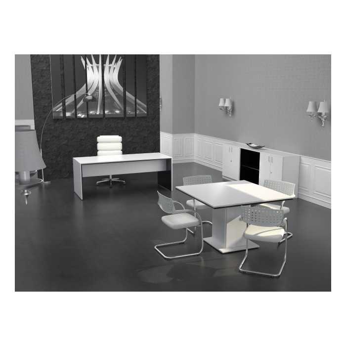 Despacho completo STYLE, mesa recta fondo 90 cm, mesa reuniones y 3 armarios bajos