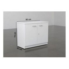 Despacho completo STYLE, mesa recta fondo 90 cm, mesa reuniones y 3 armarios bajos