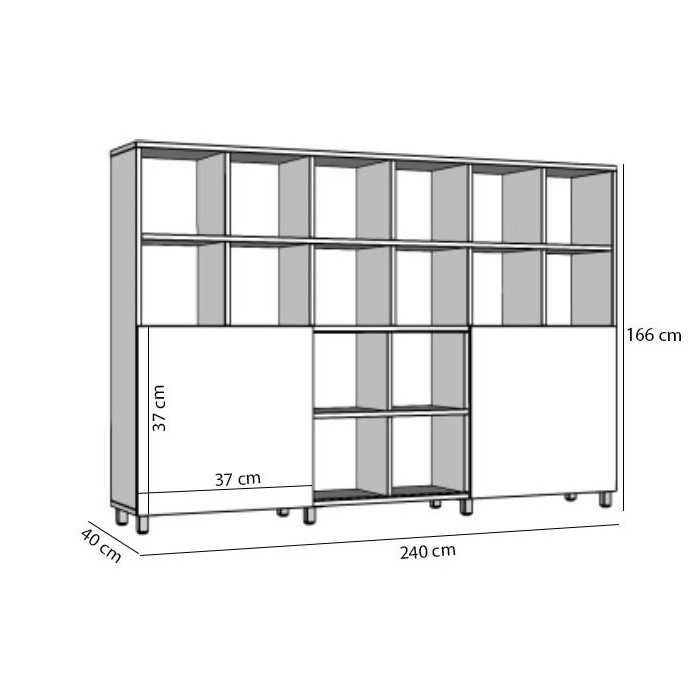 Estantería de celdas 24 huecos y 2 puertas correderas