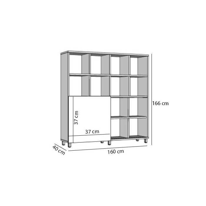 Estantería de celdas 16 huecosy puerta corredera