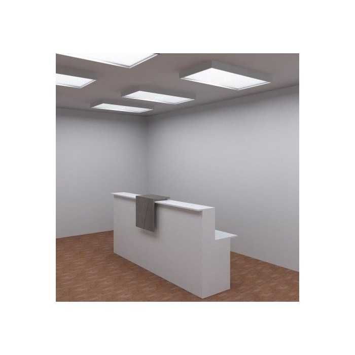 Mostrador de recepción BASIC 240 cm, color blanco, con sobremostrador nebraska