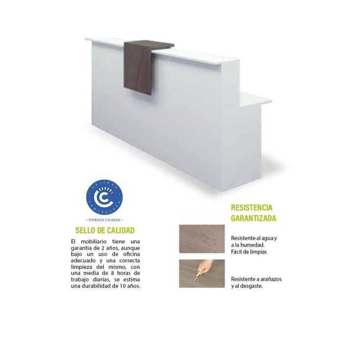 Mostrador de recepción BASIC 240 cm, color blanco, con sobremostrador nebraska