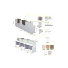 Mostrador de recepción BASIC, blanco con sobremostradores a elegir, ancho 360 cm