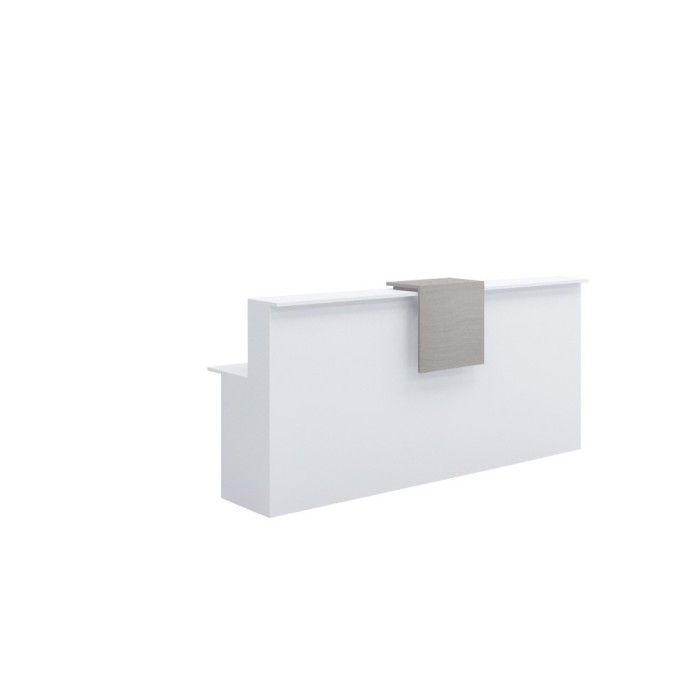 Mostrador de recepción BASIC 240 cm, color blanco, con sobremostrador nebraska