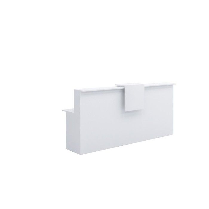 Mostrador de recepción BASIC 240 cm, color blanco, con sobremostrador nebraska