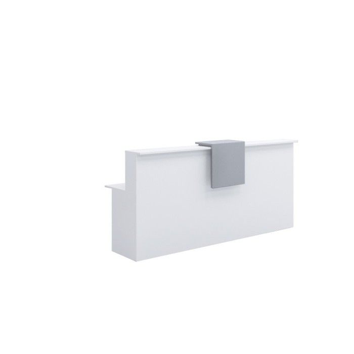 Mostrador de recepción BASIC 240 cm, color blanco, con sobremostrador nebraska