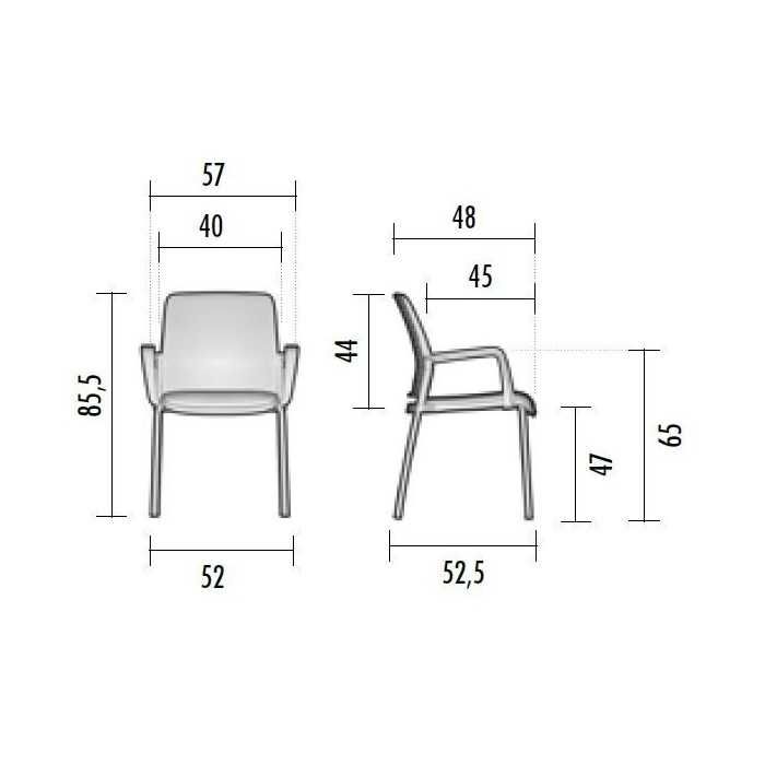 Pack de 4 sillas confidente TEMA con brazos, estructura negra