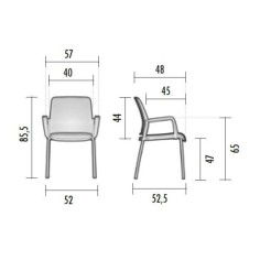 Pack de 4 sillas confidente TEMA con brazos, estructura negra