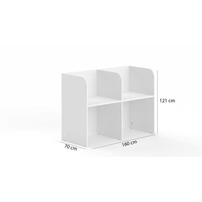 Call center doble lineal ancho 160 cm, cantos redondeados altura 121 cm