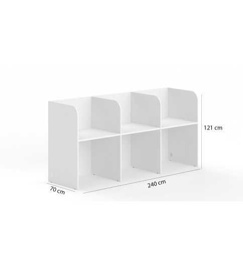 Call center 3 puestos lineales ancho 240 cm, cantos redondeados altura 121 cm Call center 3 puestos lineales ancho 240 cm, cantos redondeados altura 121 cm