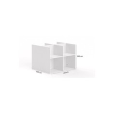 Call center 4 puestos enfrentados ancho 160 cm, cantos rectos altura 121 cm