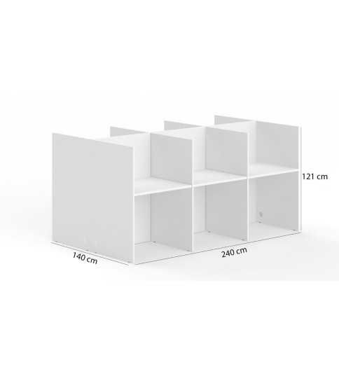 Call center 6 puestos enfrentados, ancho 240 cm, cantos rectos altura 121 cm Call center 6 puestos enfrentados, ancho 240 cm, cantos rectos altura 121 cm