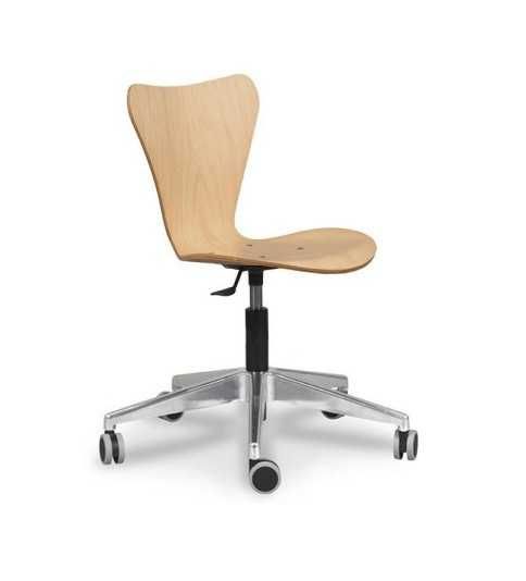 Silla de oficina VERTICE 3, giratoria con ruedas, madera, sin brazos, base aluminio Silla de oficina VERTICE 3, giratoria con ruedas, madera, sin brazos, base aluminio