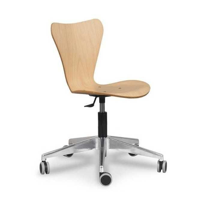 Silla de oficina VERTICE 3, giratoria con ruedas, madera, sin brazos, base aluminio Silla de oficina VERTICE 3, giratoria con ruedas, madera, sin brazos, base aluminio