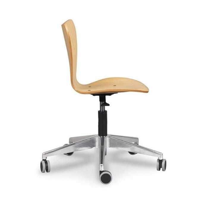 Silla de oficina VERTICE 3, giratoria con ruedas, madera, sin brazos, base aluminio Silla de oficina VERTICE 3, giratoria con ruedas, madera, sin brazos, base aluminio