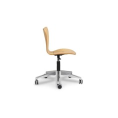 Silla de oficina VERTICE 3, giratoria con ruedas, madera, sin brazos, base aluminio