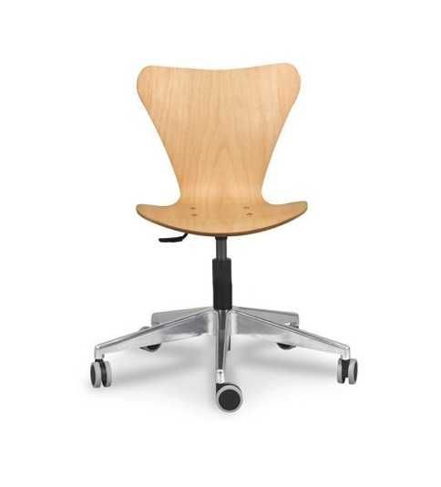 Silla de oficina VERTICE 3, giratoria con ruedas, madera, sin brazos, base aluminio Silla de oficina VERTICE 3, giratoria con ruedas, madera, sin brazos, base aluminio