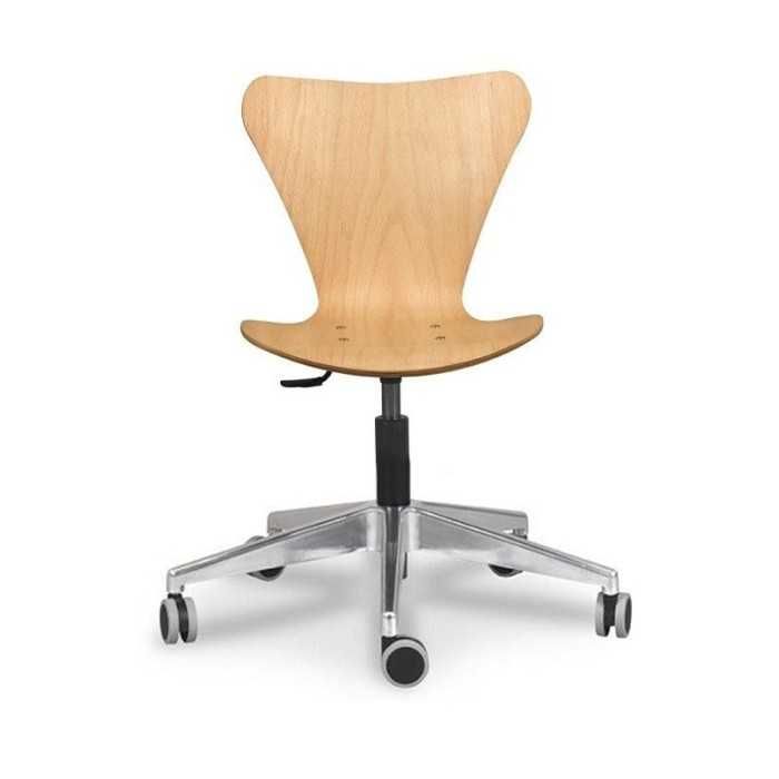 Silla de oficina VERTICE 3, giratoria con ruedas, madera, sin brazos, base aluminio Silla de oficina VERTICE 3, giratoria con ruedas, madera, sin brazos, base aluminio