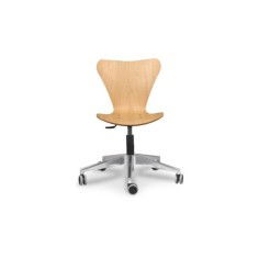Silla de oficina VERTICE 3, giratoria con ruedas, madera, sin brazos, base aluminio