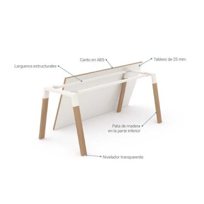 Mesa de oficina modelo venus madera con ala
