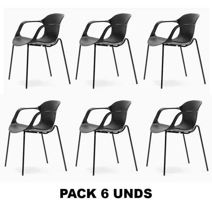 Pack 6 Sillas confidente de plástico BARI de Euromof