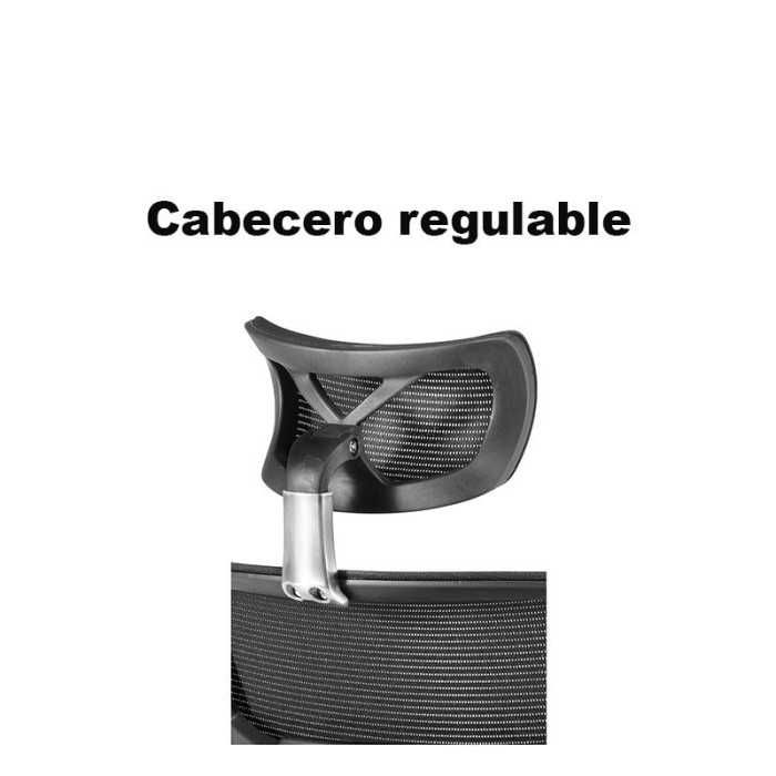 Silla ergonomica de oficina Modelo Ankara de Euromof, con cabecero regulable, soporte lumbar, color negro