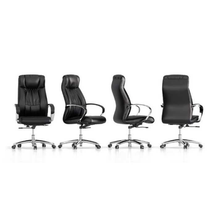 Sillón de oficina ROA de Mobel Linea, gran acolchado, basculante, Polipiel Negro