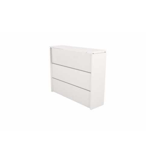 Mostrador de recepción MERKA con estante, recto sin mesa, frontal de 3 paneles Mostrador de recepción MERKA con estante, recto sin mesa, frontal de 3 paneles