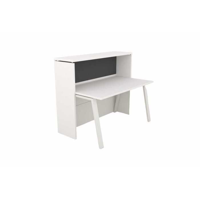 Mostrador de recepción MERKA, recto con mesa, frontal de 3 paneles