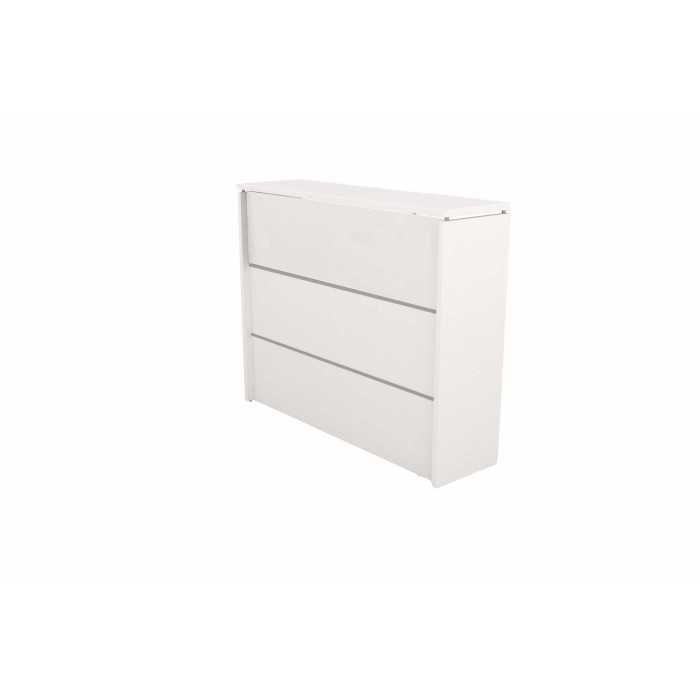 Mostrador de recepción MERKA, recto con mesa, frontal de 3 paneles