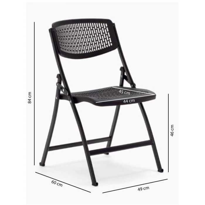 Pack 5 sillas plegables modelo SEUL de Euromof estructura de acero en color negra