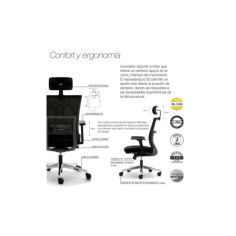 Silla de oficina ergonómica ATLANTA de Euromof, cabecero, brazos 3D, base aluminio pulido Silla de oficina ergonómica ATLANTA de Euromof, cabecero, brazos 3D, base aluminio pulido