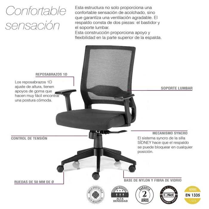 Silla de oficina SIDNEY de Euromof negra Silla de oficina SIDNEY de Euromof negra