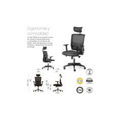 Silla de oficina VIENA, grueso asiento, mecanismo syncro, brazos regulables 1D