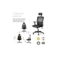 Silla de oficina ergonómica SOFIA de Euromof, cabecero y brazos regulables
