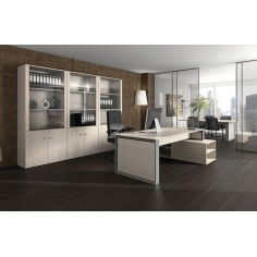 Mesa de despacho OMEGA con armario auxiliar lado izquierdo