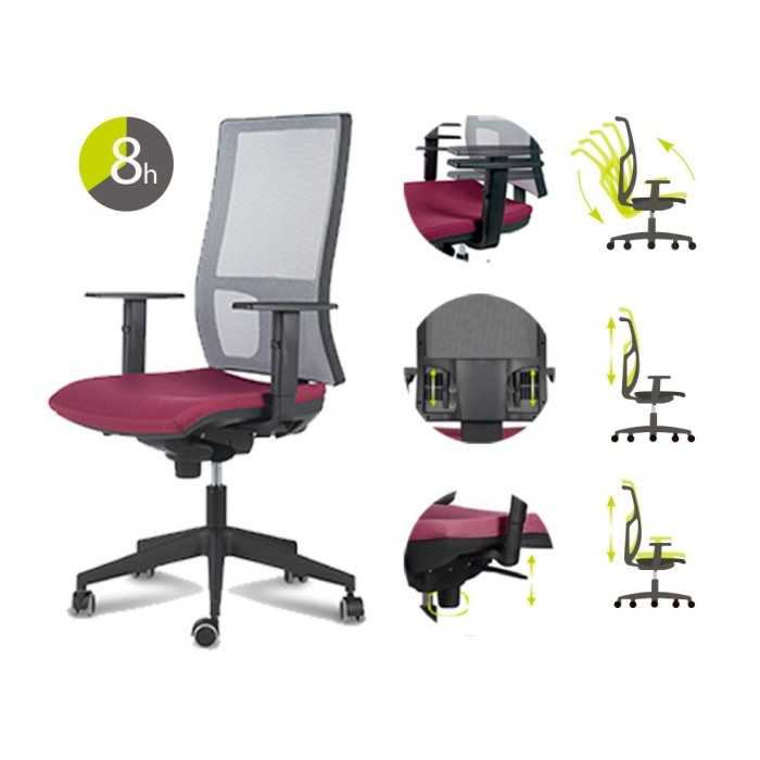 Silla de oficina SIA 5 de Hergo Silleria giratoria con brazos regulables, mecanismo sincron en negro Silla de oficina SIA 5 de Hergo Silleria giratoria con brazos regulables, mecanismo sincron en negro