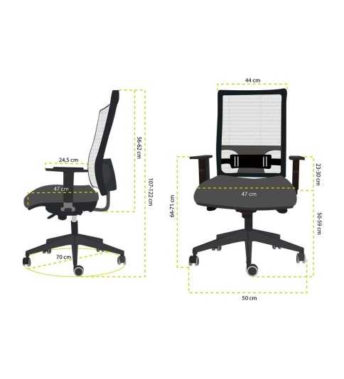 Silla de oficina SIA 5 de Hergo Silleria giratoria con brazos regulables, mecanismo sincron en negro Silla de oficina SIA 5 de Hergo Silleria giratoria con brazos regulables, mecanismo sincron en negro