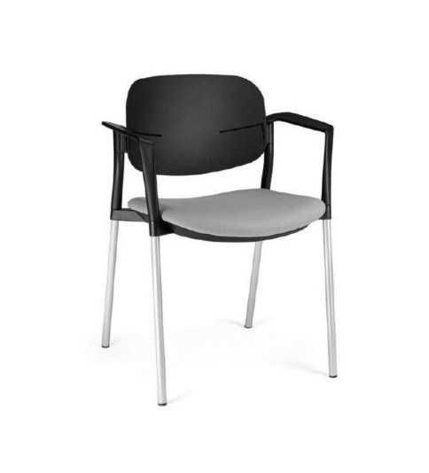 Silla modelo Step asiento tapizado con brazos y respaldo de plástico Silla modelo Step asiento tapizado con brazos y respaldo de plástico