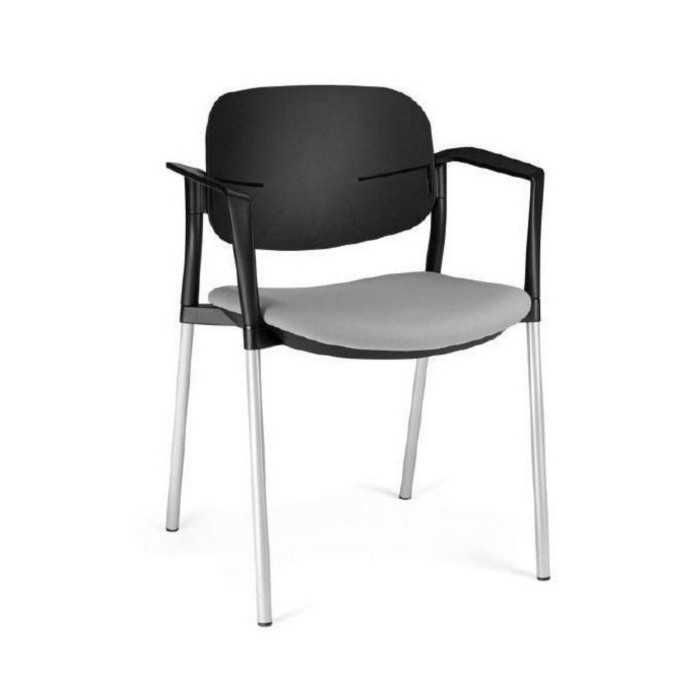 Silla modelo Step asiento tapizado con brazos y respaldo de plástico Silla modelo Step asiento tapizado con brazos y respaldo de plástico
