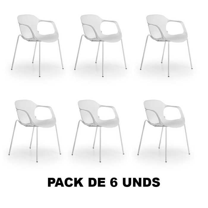 Pack 6 Sillas confidente de plástico BARI de Euromof