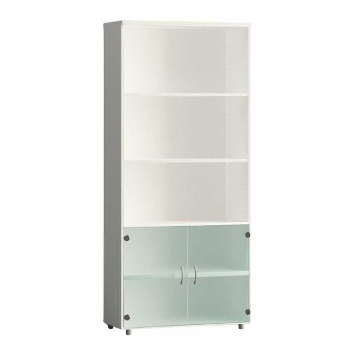 Armario de oficina alto serie MOB, con puertas bajas de cristal  Armario de oficina alto serie MOB, con puertas bajas de cristal