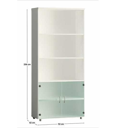 Armario de oficina alto serie MOB, con puertas bajas de cristal  Armario de oficina alto serie MOB, con puertas bajas de cristal
