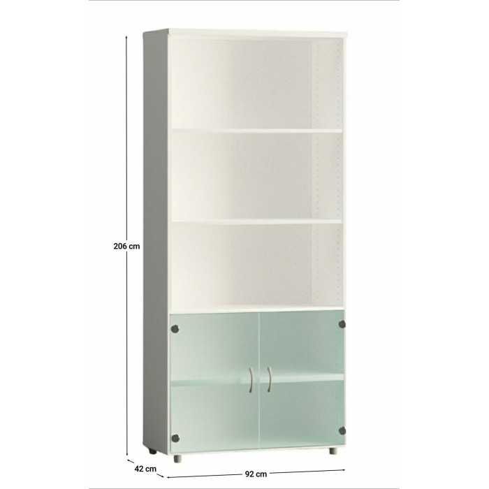 Armario de oficina alto serie MOB, con puertas bajas de cristal