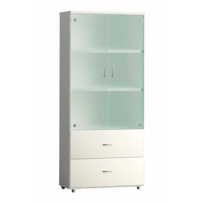 Armario de oficina alto serie MOB, con puertas de cristal y dos archivos Armario de oficina alto serie MOB, con puertas de cristal y dos archivos
