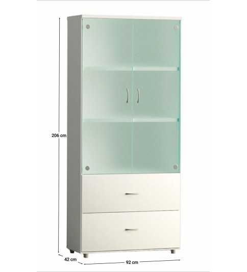 Armario de oficina alto serie MOB, con puertas de cristal y dos archivos Armario de oficina alto serie MOB, con puertas de cristal y dos archivos