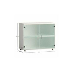 Armario de oficina bajo serie MOB, con puertas de cristal