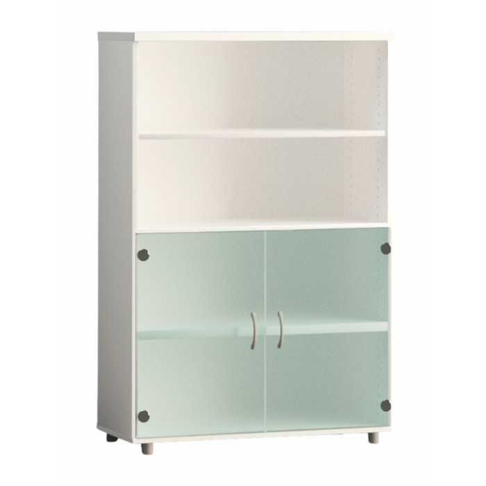 Armario de oficina medio serie MOB, con puertas bajas de cristal Armario de oficina medio serie MOB, con puertas bajas de cristal