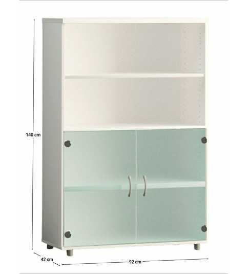Armario de oficina medio serie MOB, con puertas bajas de cristal Armario de oficina medio serie MOB, con puertas bajas de cristal