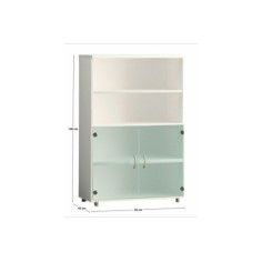 Armario de oficina medio serie MOB, con puertas bajas de cristal